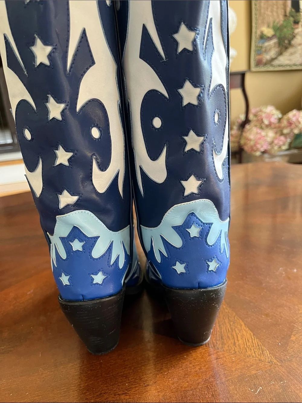 Women’s Blue Two-Tone Western Knee-High Boots